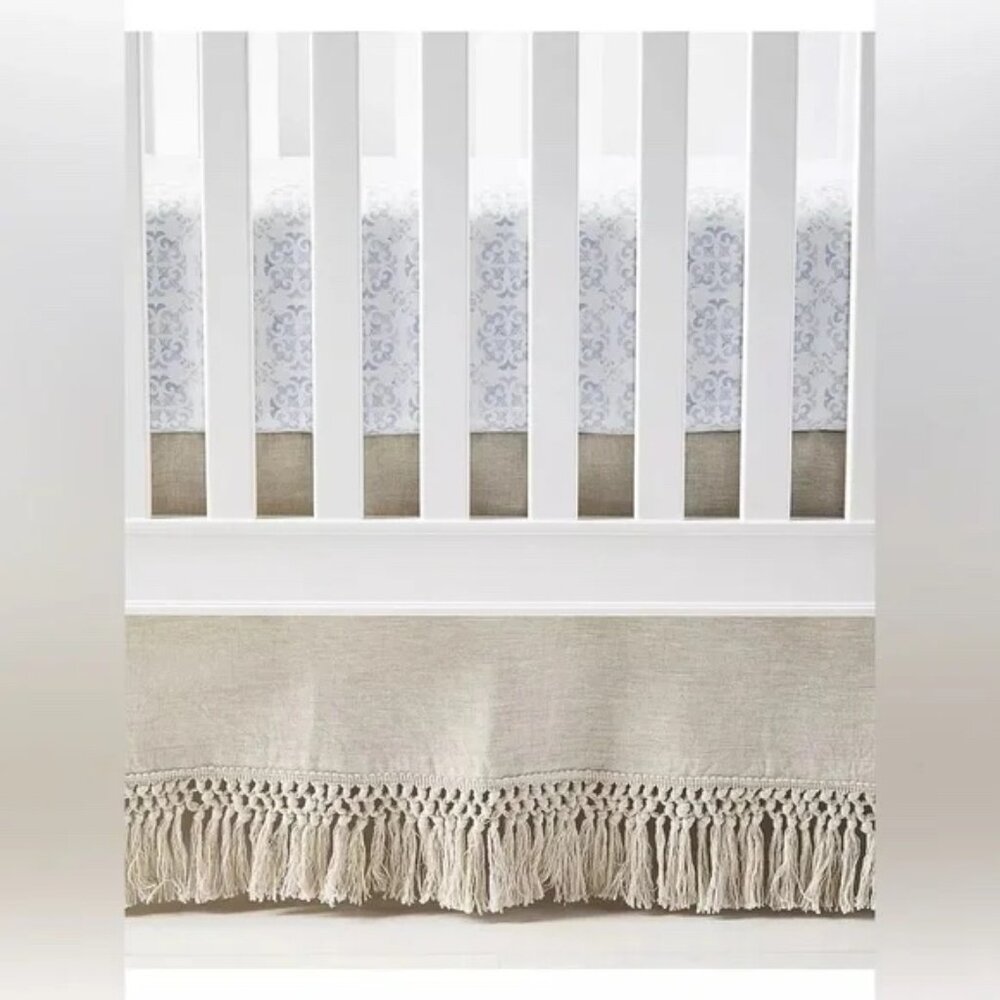Serena & Lily Neutral Fringe Crib Skirt in Natural